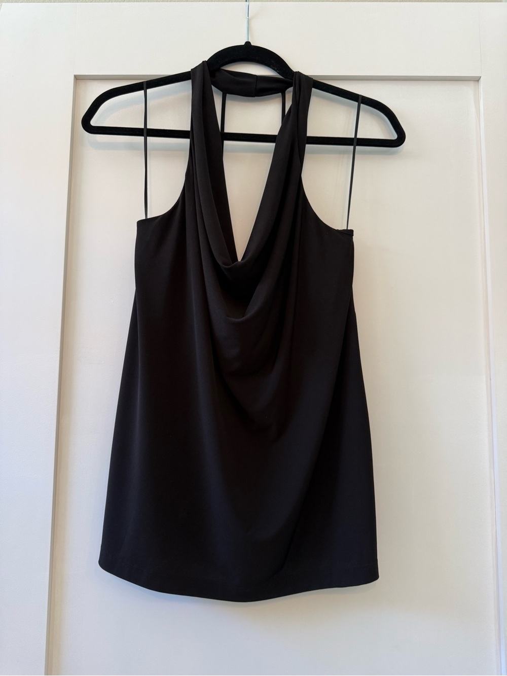 nine britton Black Draped Halter Camisole